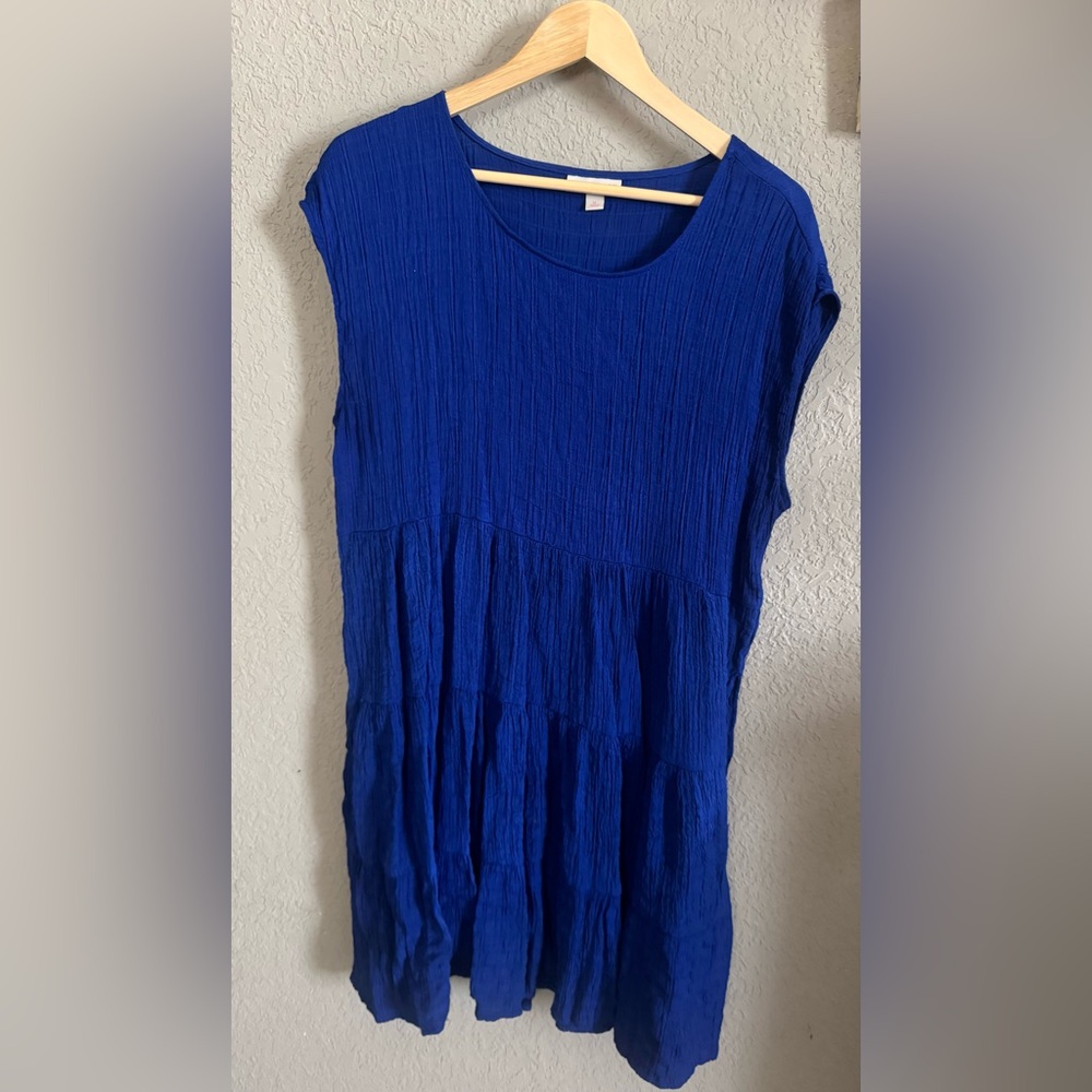 Knox Rose Blue Ribbed Tunic Top Relaxed Fit
